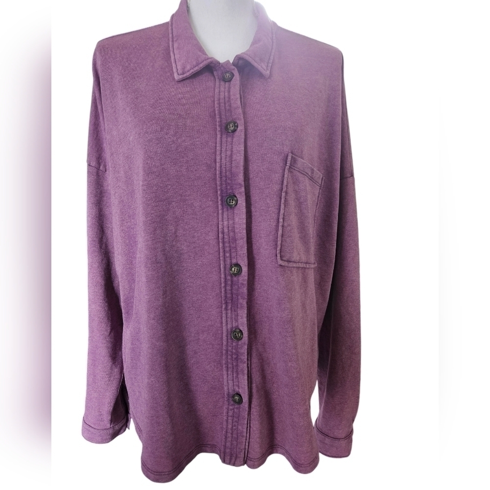CUT & PASTE SHIRT JACKET SZ L PURPLE